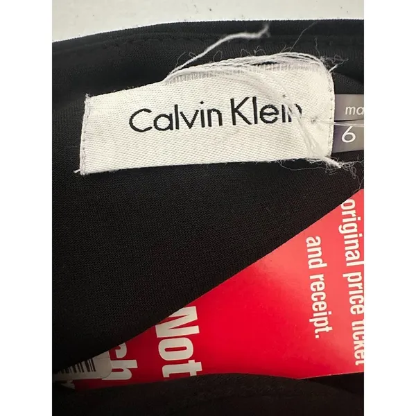 Calvin Klein Size‎ 6 Black Formal Surplice Maxi Dress Sequin Waist Faux Wrap - Image 6