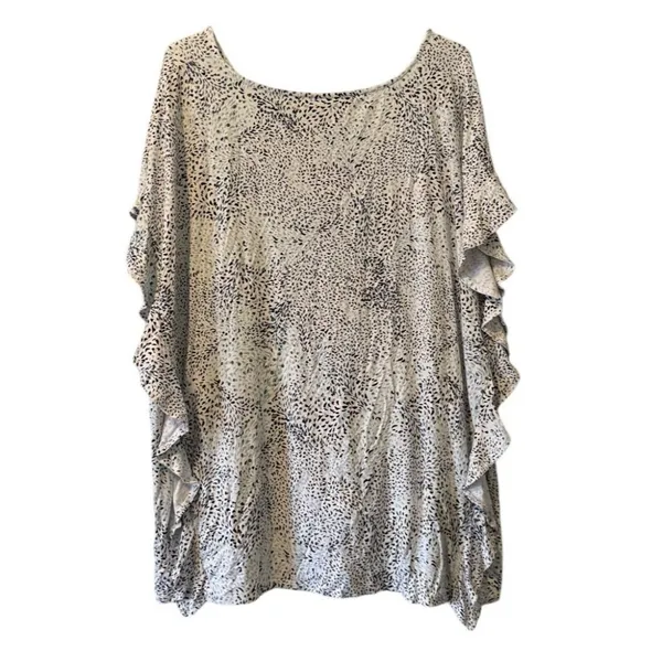 Lysse Size 3X White‎ Floral Sullivan Jersey Ruffle Tee Top Short Sleeve Office - Image 2