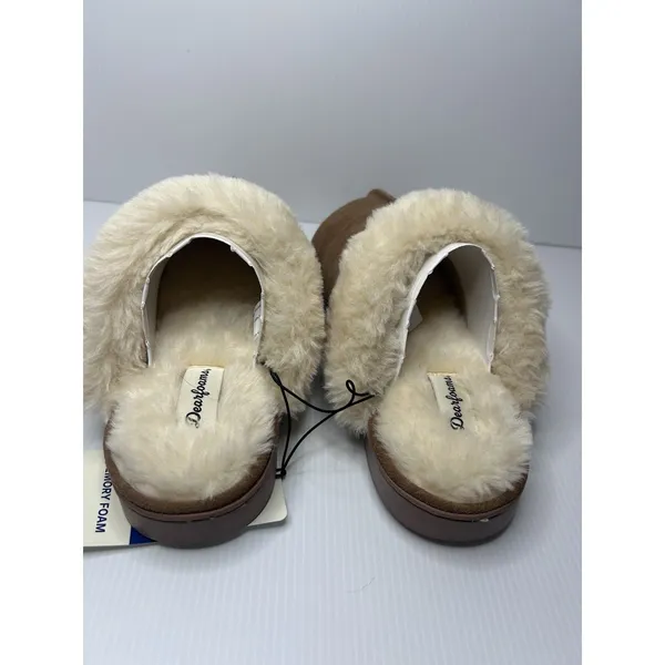 Women's Bed Slippers with Fur by Dearfoams Memory Foam Sz 7/8 Chestnut NWT - Image 6