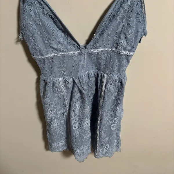 NWOT Superdown x Revolve Mandy Lace Flare Dress in Dusty Blue- Size XS - Image 7