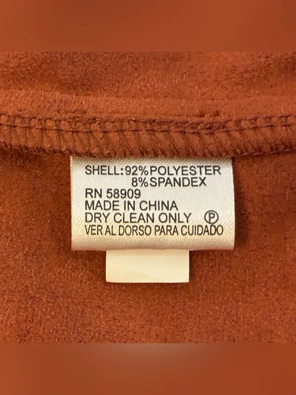 Gianni Bini Rust Suede Open-Front Jacket with Braided Trim Size Small - Image 6