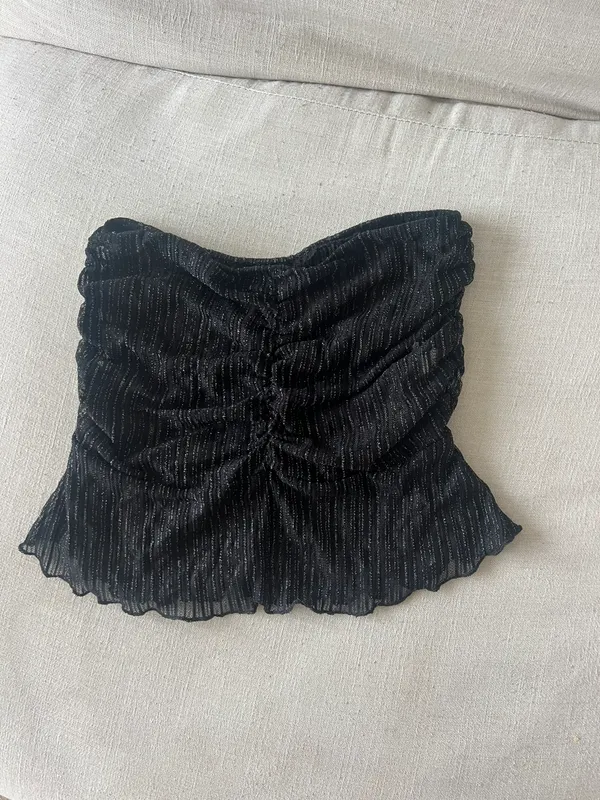 Black Mesh Glitter Skirt Cover Up - Image 4