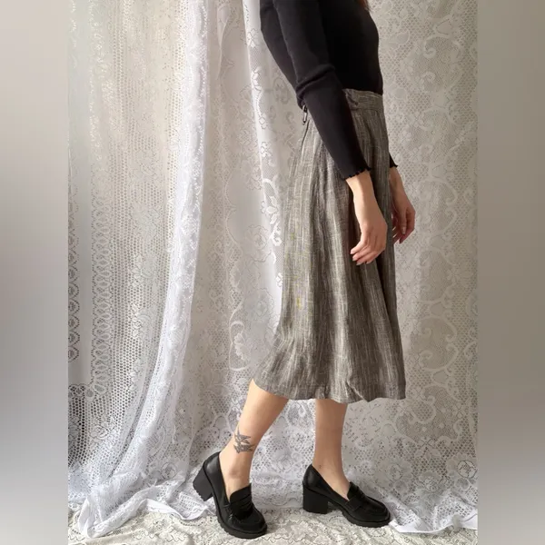 Vintage 90s Button Front Midi Skirt Norton McNaughton Size 8 - Image 7