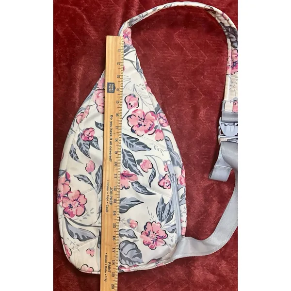 Vera Bradley Sling Backpack Floral Pink Gray Travel Adjustable Lots Pockets EUC - Image 6