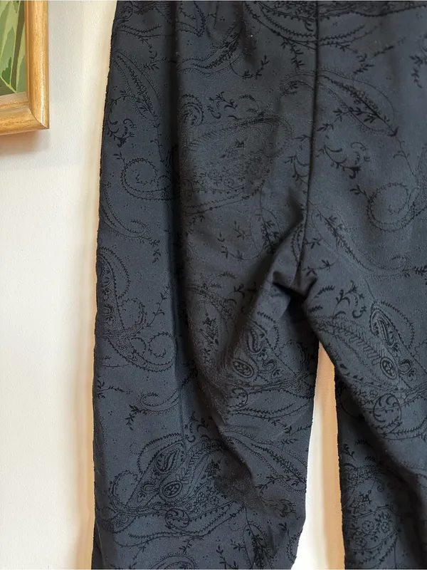 Cache Vintage Tonal Paisley Jacquard Pants Womens 4 Black - Image 4