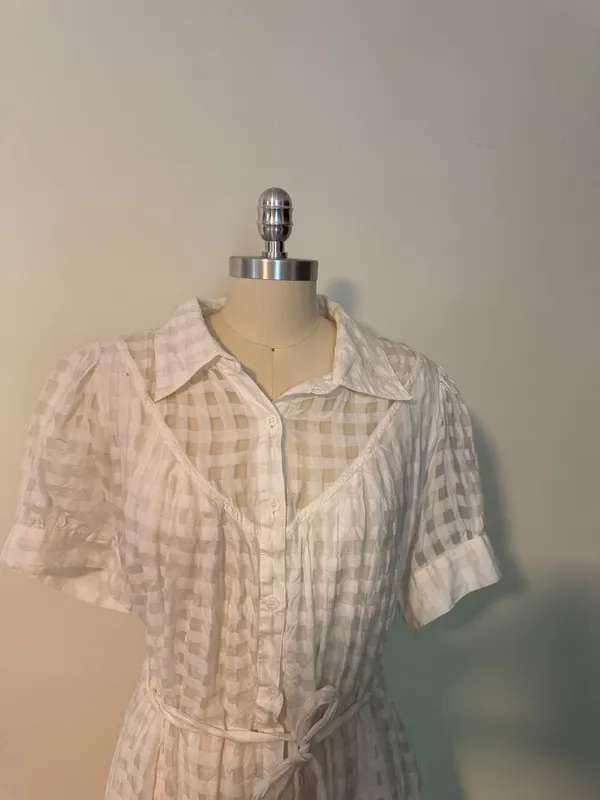 Current Air White Gingham Silk Blend Dress - Image 2