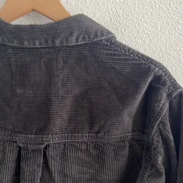 American Eagle Corduroy Shacket Dark Gray Ribbed Front Button Cotton XS - Image 7