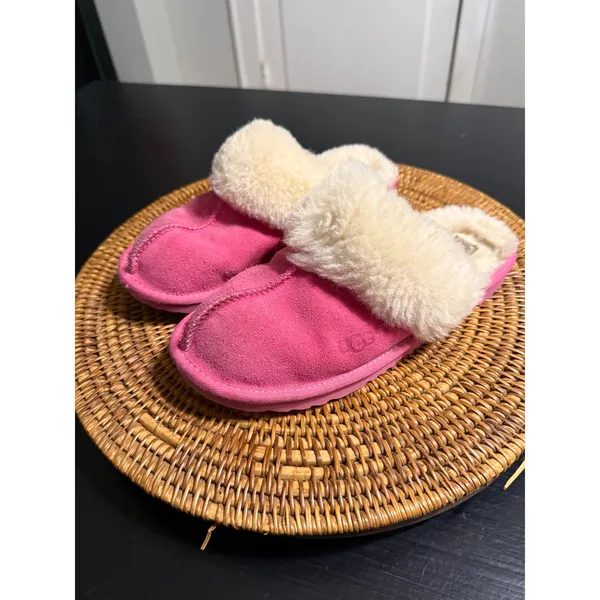 UGG Coquette Pink Suede‎ Sheepskin Fur Slide Slippers 5BSQLF Womens 5 - Image 3