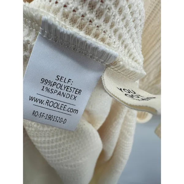 Roolee‎ Women Cream Textured Knit Midi Dress Long Sleeve Patch Pocket Medium - Image 6
