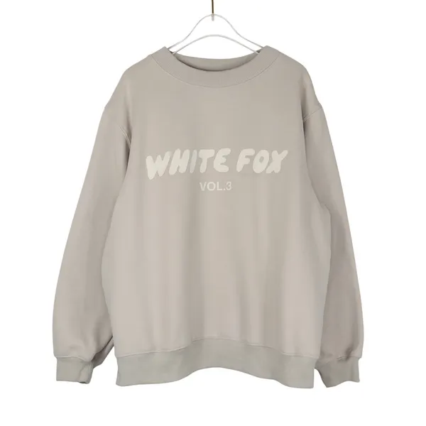 White Fox Offstage Sweater Moon Stone Gray Tan Crewneck Sweatshirt Small Medium - Image 4