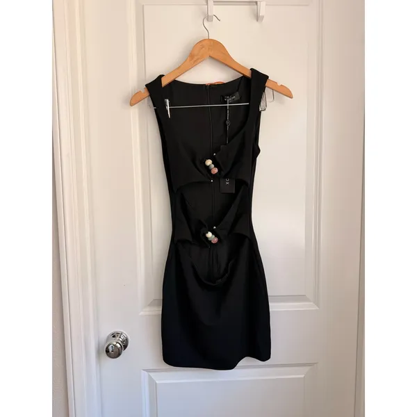 White‎ Fox Boutique NEW Lock My Heart Up Mini Dress Black Instagram Miami Monaco - Image 5