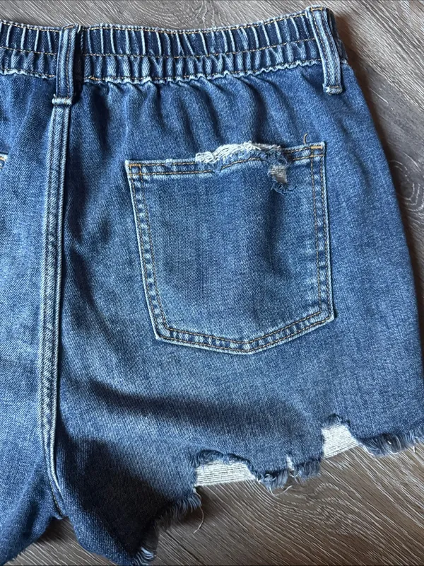 aerie M Daydream Woman’s Distressed Lightweight Denim Shorts Elastic Waistband - Image 5