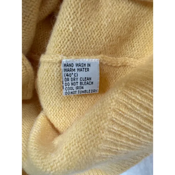 Blarney Woollen Mills Yellow Cable Knit Cardigan Sweater Made in Ireland‎ Small - Image 3