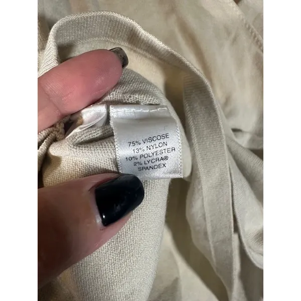 Ann Taylor Beige Long Sleeve Wrap Style Dressy Blouse Women Sz M - Image 8