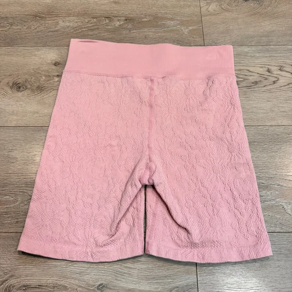 Offline by Aerie Goals Pink Floral Jacquard High Waisted Biker Shorts‎ Medium M - Image 2