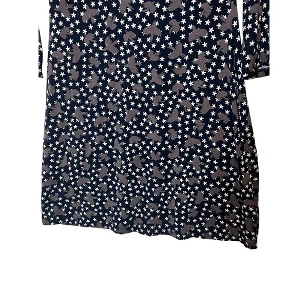Boden Dress Womens Bird Star Print Flare Sleeve Stretch Knee Length Boho Size 4 - Image 5
