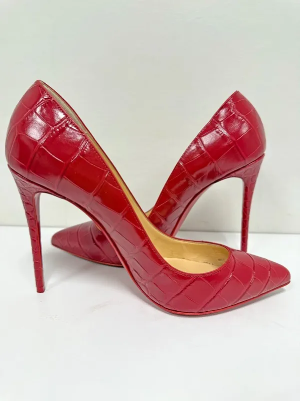 Christian Louboutin Pigalle Follies Mock-Croc Pumps - Image 7