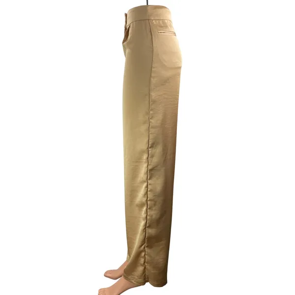Tularosa Women's Beige Tan High Waisted Pocket Front Wide Leg Trouser Pants XS - Image 2
