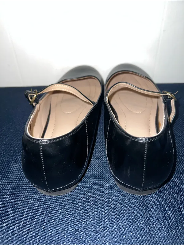 Women's Black Mary Jane Flats with Buckle Strap Size 10 - Image 3