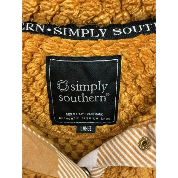 Simply Southern Mustard Yellow Popcorn Sherpa Fleece Snap Pullover Large - Image 4