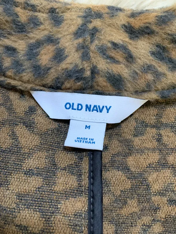 Old Navy Leopard Print Wool Coatigan Coat Jacket Medium - Image 7