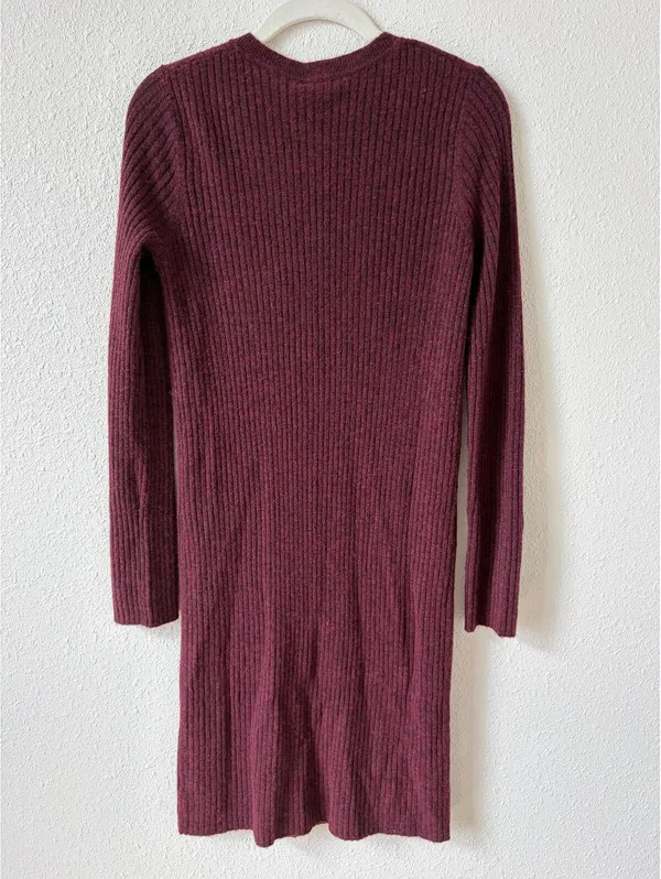 ATM Anthony Thomas Melillo Cashmere Blend Wide Rib Henley Sweater Dress Small - Image 2