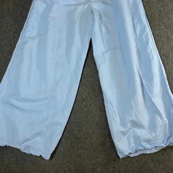 Vineyard Vines Womens Blue Linen Blend Wide Leg Crop Pants Size M High Rise - Image 13
