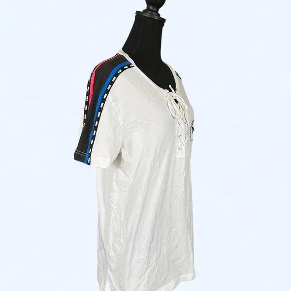 Vintage Y2K Victoria's Secret PINK fairy white tie up front tee Size Medium - Image 4