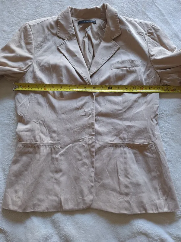 Elie Tahari Beige Polished Cotton Double Breasted Snap Blazer Size 10 Fits S/M - Image 4