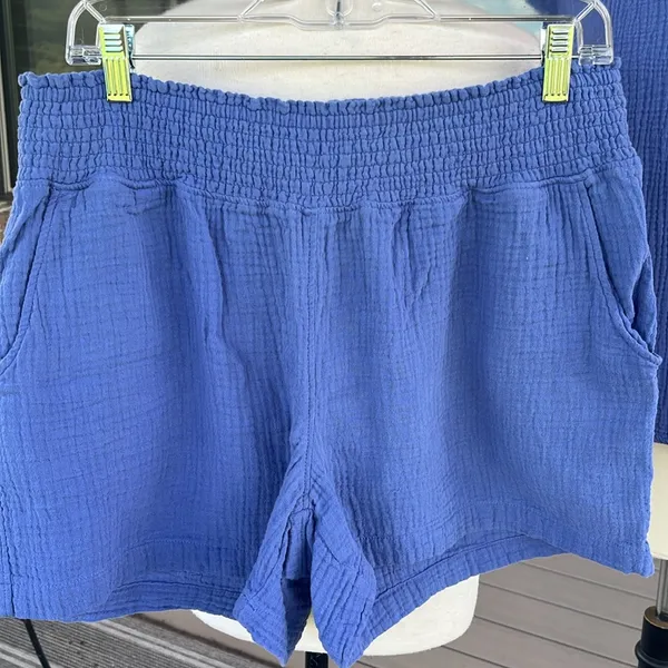 Short Set Comfy Gauzy Blue Top Shorts - Image 3