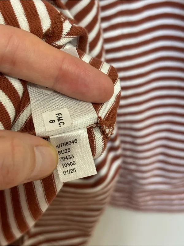 NEW LOFT Striped Twist Midi Dress 100% Cotton Brown and White - Size L - Image 7