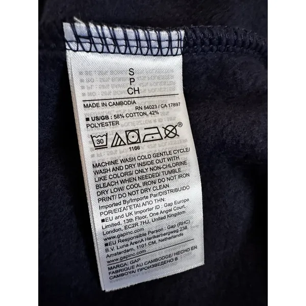 GAP Navy Logo Crew Neck Pullover Sweatshirt Womens Regular S Fleece Long Sleeve - Image 4