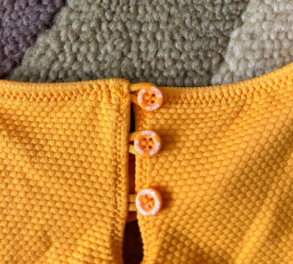 Aerie Like-New Mustard Yellow Wide Strap Scoop Button Bikini Top Swim Size Small - Image 2