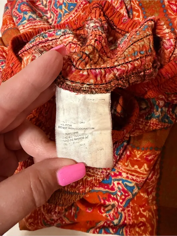 Hippie Pants harrem pants, flowy and soft rayon, bohemian print, pull up, sz M/L - Image 7