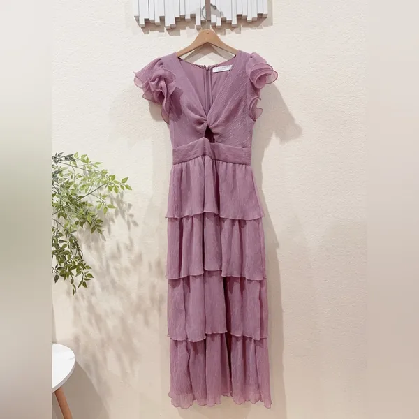 ASTR Emporia Purple Pleated Tiered Midi Dress Size Small NWT - Image 5