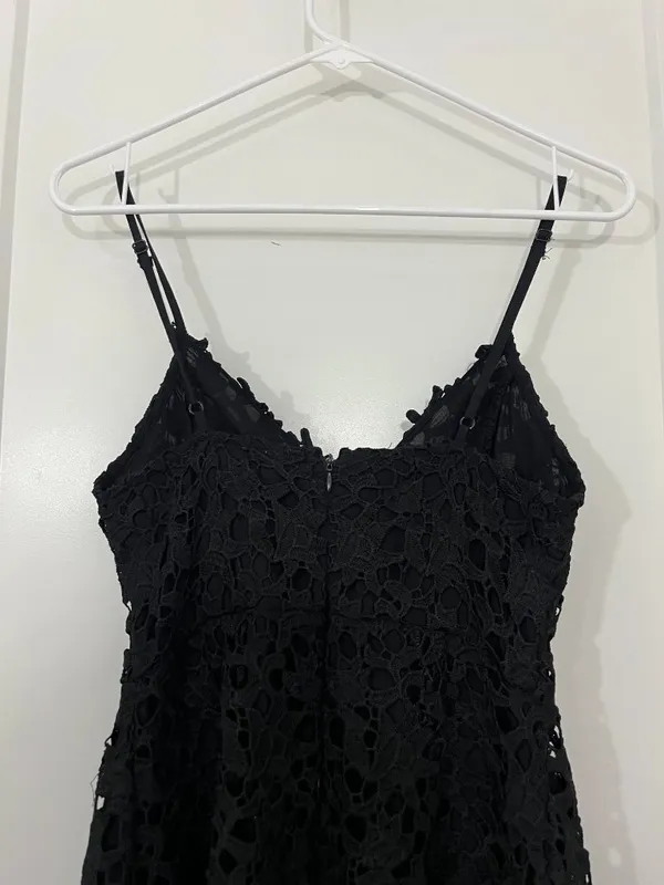 ASTR Small Black Eyelet Lace Cutout Midi Dress - Image 10