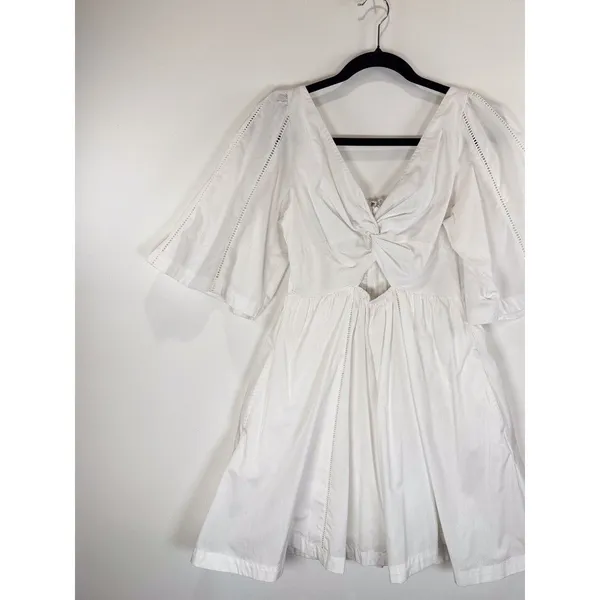 Abercrombie Fitch Dress White Mini V Neck Cutout Poplin Coastal Cowgirl Small - Image 6