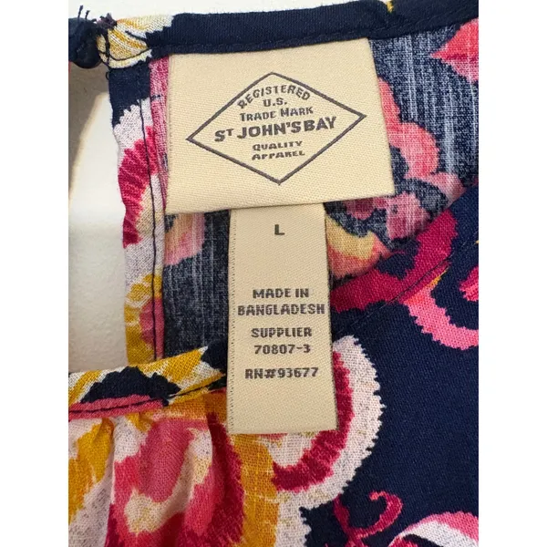 NWT St. John's Bay Womens Navy Floral Crew Neck Short Sleeve Blouse Size Large‎ - Image 4