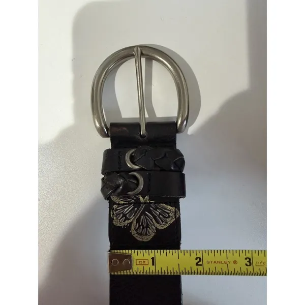 Womens Fossil Silver Buckle & Print Butterfly Print‎ Belt 42.5" Sz L - Image 9