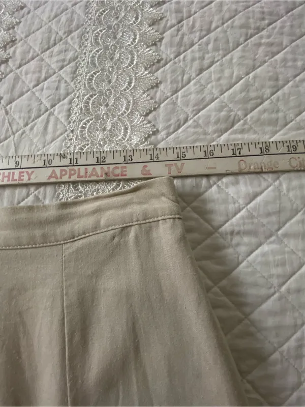 Time and Tru Linen Blend Beige Midi Skirt with Front Slit - Image 14