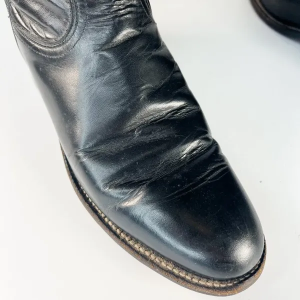 Justin Boots Original Roper Black Leather Western Cowboy Boots Women 6 - Image 11
