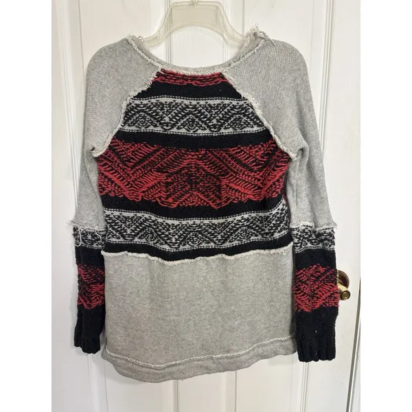 Free People Snow Angel Sweater XS Fair Isle Angora Blend Distressed Boho - Image 2