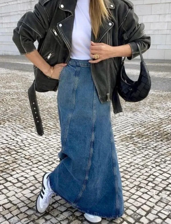 Zara skirt denim jeans flared boho hippie casual - Image 11