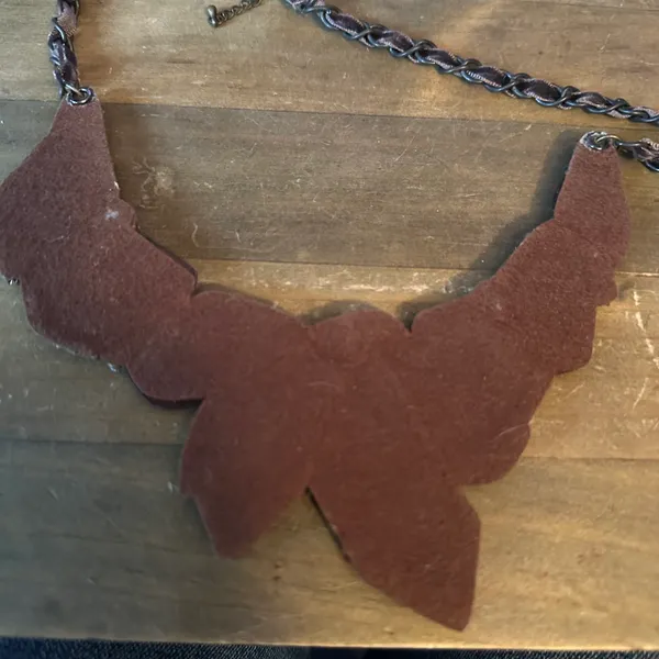 Brown asymmetrical stones woven statement bib necklace - Image 6