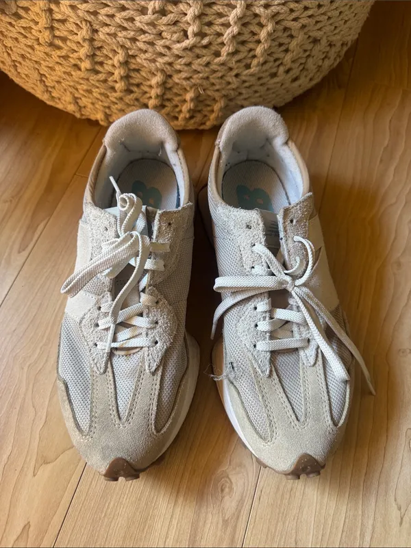 New Balance Women's Light Beige Suede & Mesh Sneakers - Image 2