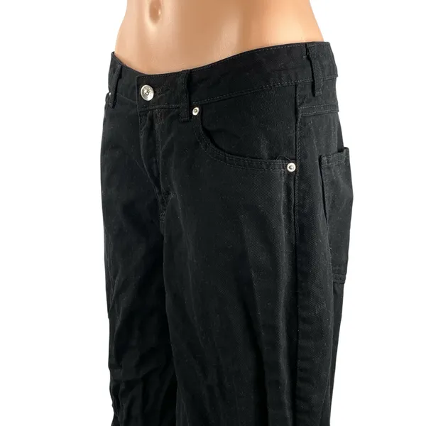 H&M Women's Black High Waisted Wide Leg Baggy Y2k Relaxed Denim Jeans Size 6 - Image 2
