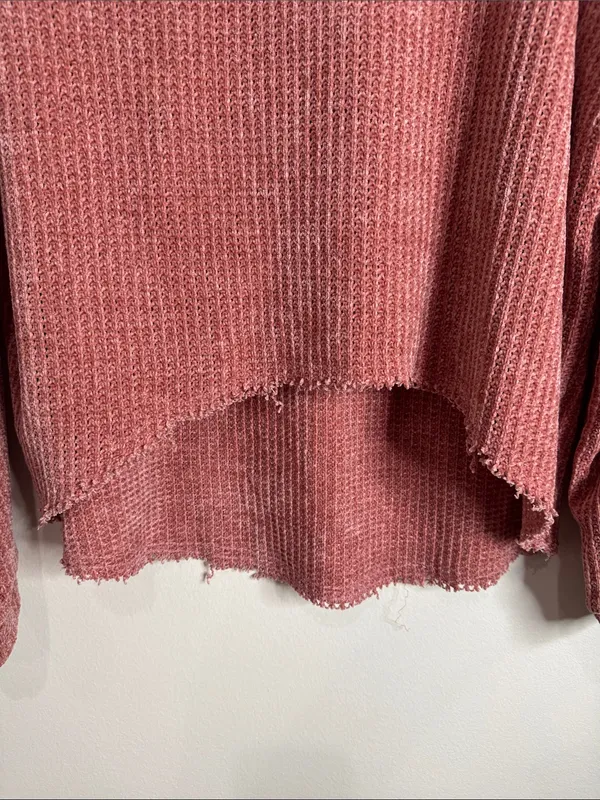 Project Social T Chenille Chunky Knit terracotta Raw Hi-Lo Hem Sweater size L - Image 6