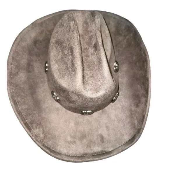 Stylish Taupe Cowboy/ cowgirl Hat with Silver Accents - Image 5
