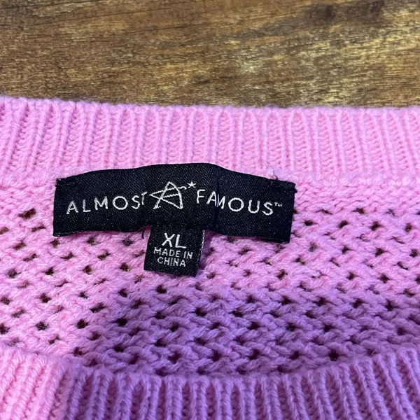 Almost Famous Sweater Pink Sz XL Long Sleeve - Image 8