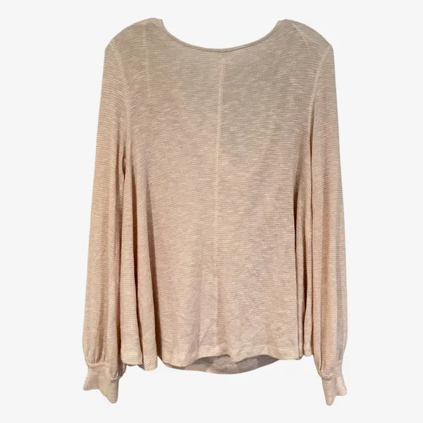 Free People Palmer‎ Shimmer Striped Knit Top Women's Large Ivory Gold Boho Y2K - Image 8